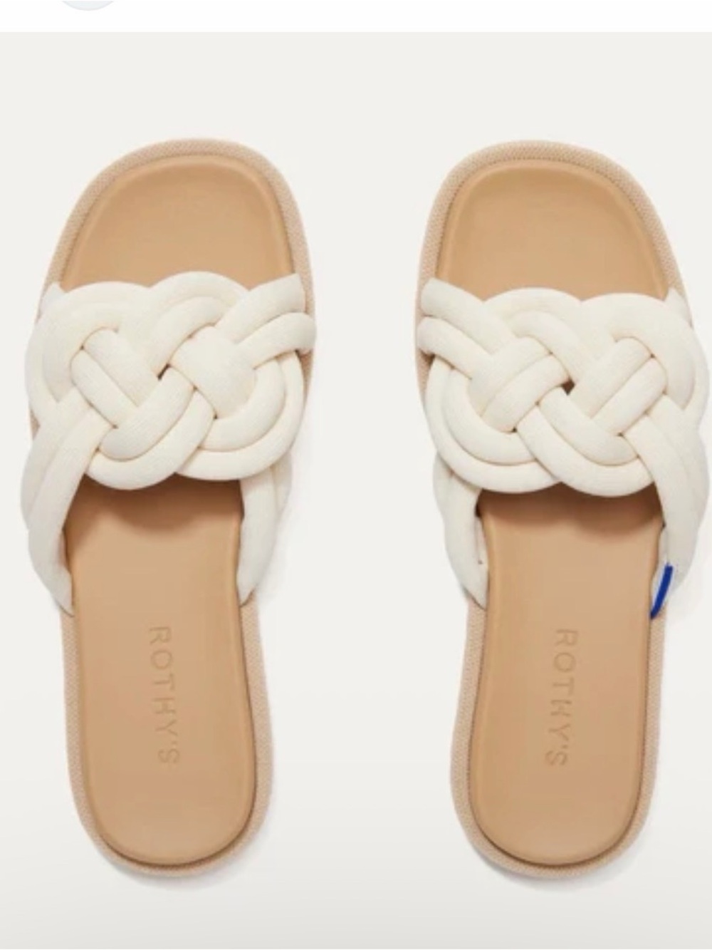 ROTHYS The Summer Sandal White Sand Knotted Slide Flats Size 9.5 NEW Casua